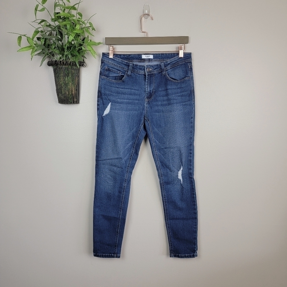 Kensie Effortless Ankle Skinny Medium Wash Distressed Jegging Crop Jeans 6 28